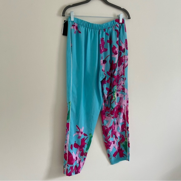 Natori Womens Pants Small Blue Pink Floral Preppy Tapered Silhouette Casual Chic - Picture 10 of 16